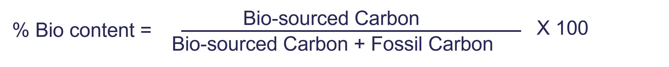 Equation showing how to calculate the percentage of bio-based carbon content in a product